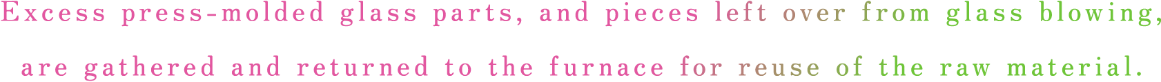 Excess press-molded glass parts, and pieces left over from glass blowing, 
            are gathered and returned to the furnace for reuse of the raw material.